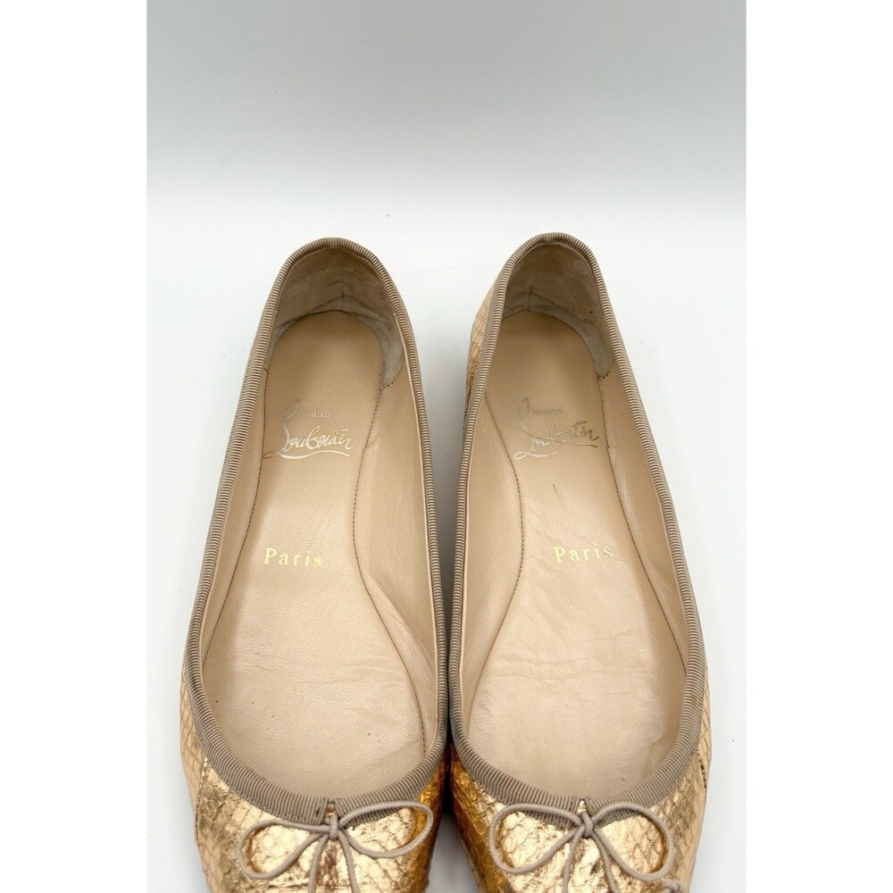 Christian Louboutin Gold Leather Square Toe Rosella Ballet Flats Size EU 36.5 - Picture 8 of 15